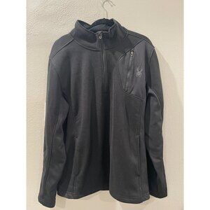SPYDER MEN'S XL JACKET 1/4 ZIPPER BLACK POCKETS PULLOVER FLEECE LINED SIZE XL